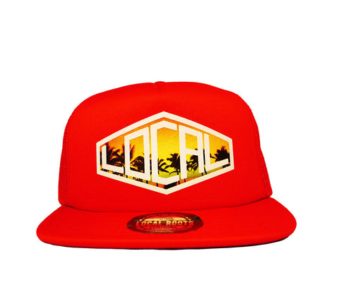 Local Roots Diamond  Trucker Hat Red